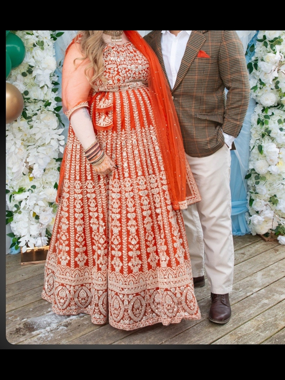 Ornate Orange Embroidered Lengha
